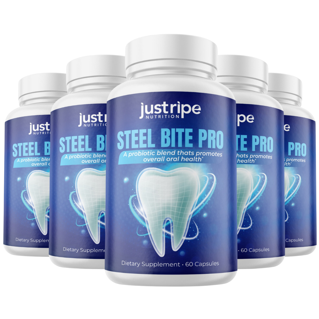5 Pack Steel Bite Pro for Teeth and Gum Repair Advanced Formula Dental - 60 Caps